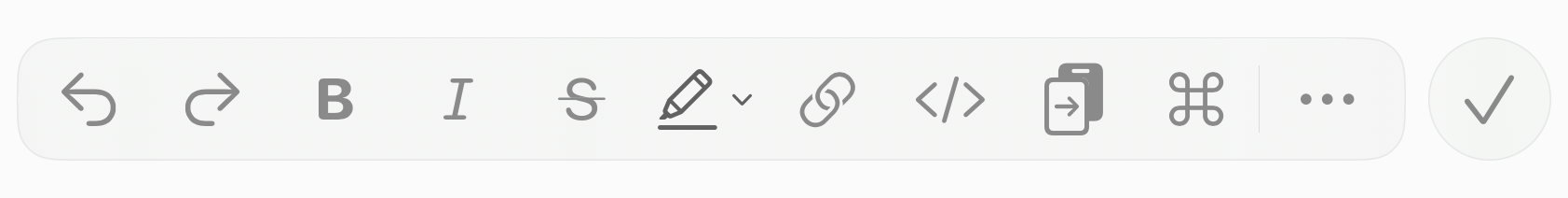 The keyboard toolbar with text selected